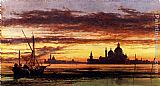 Salute Wall Art - 'Sunset Sky, Salute And San Giorgio Maggiore'